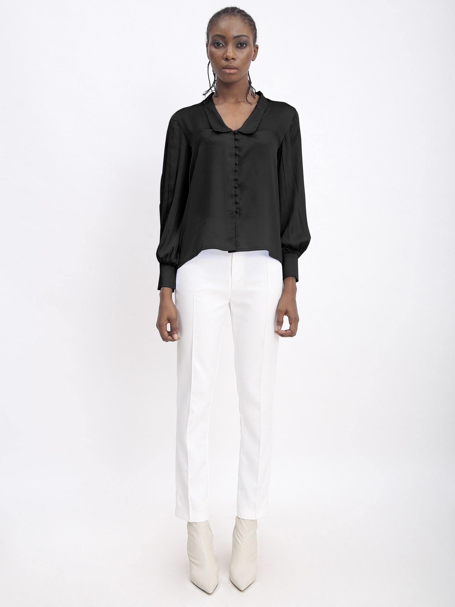 Pastel Shirt With Puffed Sleeves Black -1
